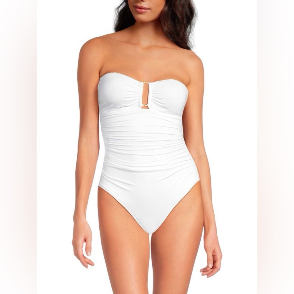 LAUREN RALPH LAUREN Ruched Bandeau One-Piece Swimsuit